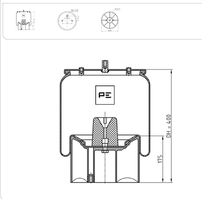 Пневматическая рессора (Firestone:1T15MPW9) пластиковый стакан  Schmitz Cargobull